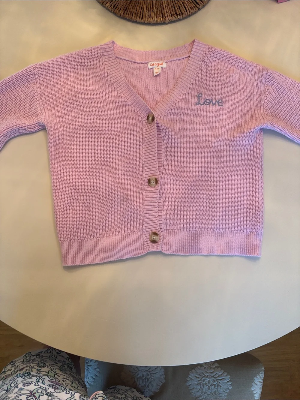 Cat & Jack Light Pink Knit 'Love' Cardigan for Kids